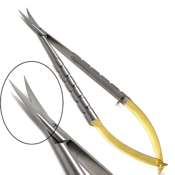 A2Z Scilab TC Castroviejo Micro Scissors 5.5" Curved, Round Handle A2Z-ZR486 - main